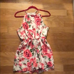 Pink & White Floral Romper